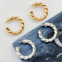 Load image into Gallery viewer, Riley Braided Hoop Earrings: Gold