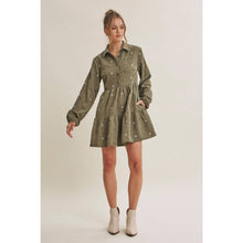 Load image into Gallery viewer, OLIVE MEADOW MARKET ARTISAN DAISY EMBROIDERED CORDUROY MINI DRESS