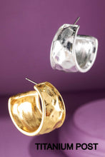 Load image into Gallery viewer, Hypoallergenic Hammered Vintage Metal Hoops: VINTAGE GOLD
