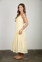 Load image into Gallery viewer, Butter Yellow Pleated Midi Dress