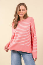 Load image into Gallery viewer, Pink Scoop Neck Striped Sweater