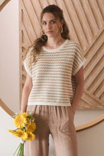 Load image into Gallery viewer, Khaki Stripe Crochet Top
