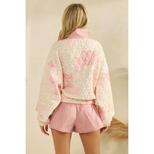Load image into Gallery viewer, Pink Textured Contrast Quarterzip Sweatshirt