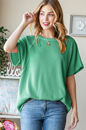Kelly Green Ribbed Top