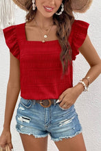 Load image into Gallery viewer, Red Square Collar Ruffled Tank