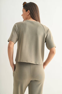 Warm Grey Laguna Soft Drape Raglan Tee