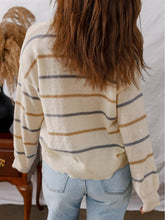Load image into Gallery viewer, Colorful Striped Pullover Long Sleeved Sweater: Beige / L