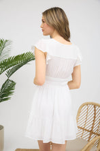 Load image into Gallery viewer, White V Neck Ruffle Dress
