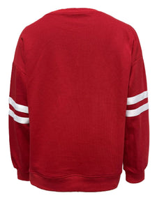 Red Contrast Striped Drop Shoulder Sweatshirt