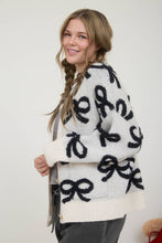 Load image into Gallery viewer, Off White Bow Pattern Cardigan