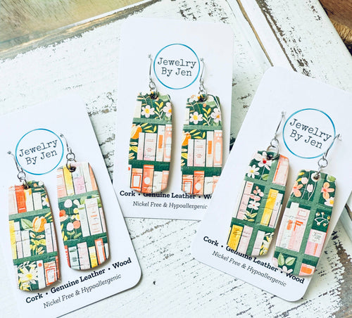 Medium Bar Earrings: Enchanted Books