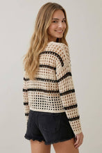 Load image into Gallery viewer, Black &amp; Ivory Boho Striped Sweater
