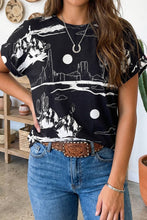 Load image into Gallery viewer, Black Western Desert Sand Print Top