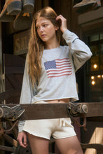 Load image into Gallery viewer, Grey USA Flag Long Sleeve Top