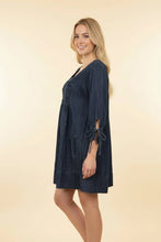 Load image into Gallery viewer, Denim Sq Neck Smocked Mini Dress