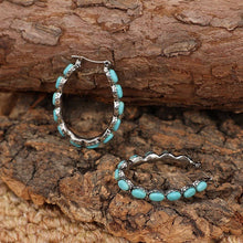 Load image into Gallery viewer, WESTERN TURQ STONE HOOP EARRINGS