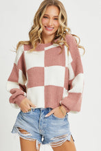Load image into Gallery viewer, Mauve Checker Sweater