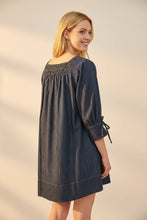 Load image into Gallery viewer, Denim Sq Neck Smocked Mini Dress