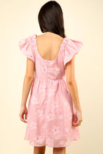 Load image into Gallery viewer, Pink Flower Embroidered Sheer Organza Dress