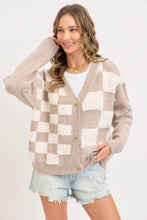 Load image into Gallery viewer, Tape Checkered Sweater Cardigan