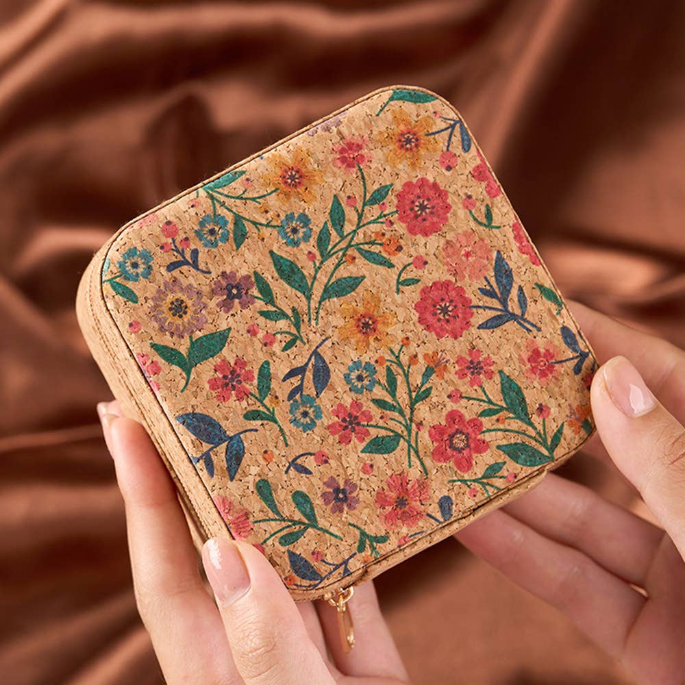 Floral Cork Jewelry Storage Box