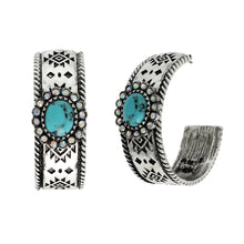 Load image into Gallery viewer, Western Rhinestone Turquoise Hoop Earrings