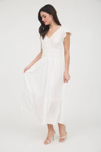 Load image into Gallery viewer, Black Ruffle Shirred Waist Midi Dress