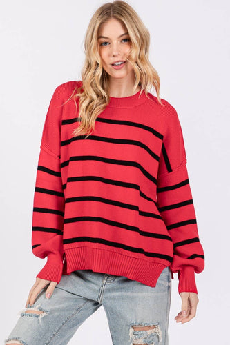 Red & Black Stripe Sweater