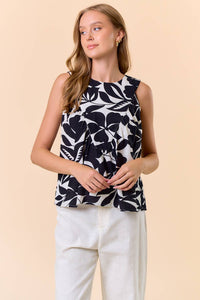Black Tropical Printed Swing Tank