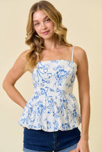 Load image into Gallery viewer, Blue Floral Baby Doll Bubble Cami