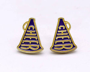 Cheer Horn Gameday Post Earrings: Red Black