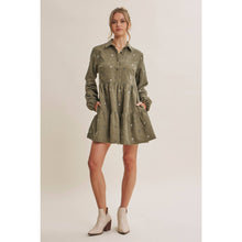 Load image into Gallery viewer, OLIVE MEADOW MARKET ARTISAN DAISY EMBROIDERED CORDUROY MINI DRESS