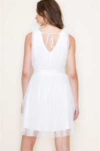 White Mesh Dot Dress