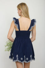Load image into Gallery viewer, Navy Scallop Embroidery Mini Dress