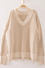 Load image into Gallery viewer, Cream Contrast Stitch Reversible V-Neck Sweater