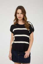 Load image into Gallery viewer, Black Stripe Side Tie Sweater