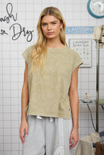 Load image into Gallery viewer, Light Olive Washed Extended Shoulder Top