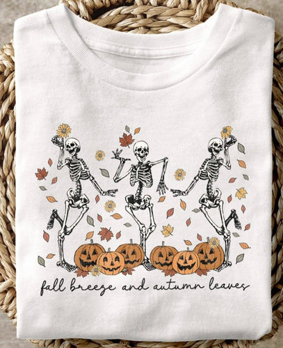 Fall Breeze & Autumn Leaves Skeletons T-shirt