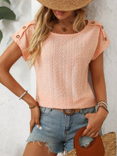 Load image into Gallery viewer, Coral Crewneck Button Detail Top