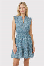 Load image into Gallery viewer, Dusty Teal Smocked Waist Flutter Sleeve Dress