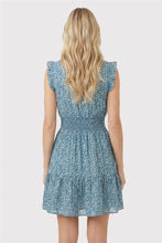 Load image into Gallery viewer, Dusty Teal Smocked Waist Flutter Sleeve Dress