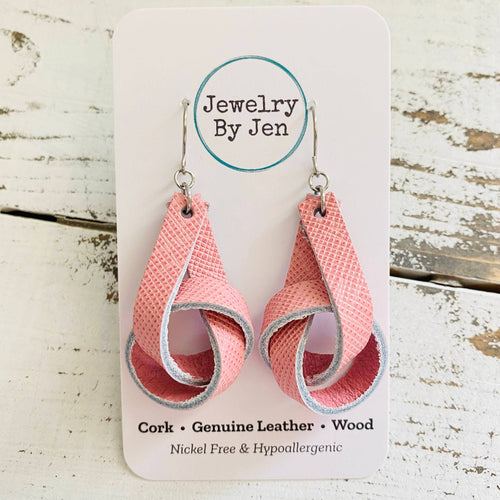 Knot Earrings: Pink Saffiano Earrings