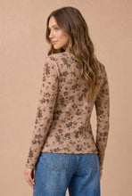 Load image into Gallery viewer, Taupe Mock Neck Floral Embossed Top