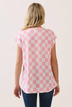 Load image into Gallery viewer, Pink Checkered Print Casual Knit Tee