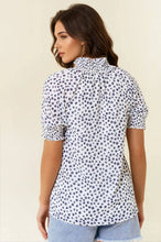 Load image into Gallery viewer, Blue Jacquard Dot Print Top