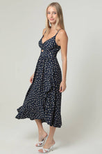 Load image into Gallery viewer, Navy Floral V-Neck Twist Front Midi