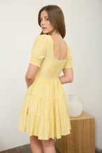 Load image into Gallery viewer, Yellow Sq Neck Tiered Mini Dress