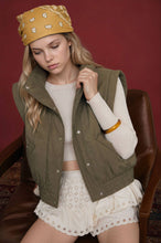 Load image into Gallery viewer, Brown Cropped Mock Neck Puffer Vest