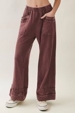 Load image into Gallery viewer, Hot Cocoa Mineral Washed Flower Trimmed Pants