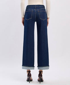 Vervet High Rise Cuffed Ankle Wide Jeans